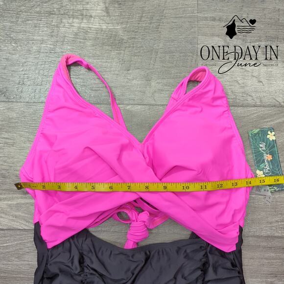 Blooming Jelly Cross Front Cut Out Tie Back One Piece Swimsuit Size L - Picture 4 of 6